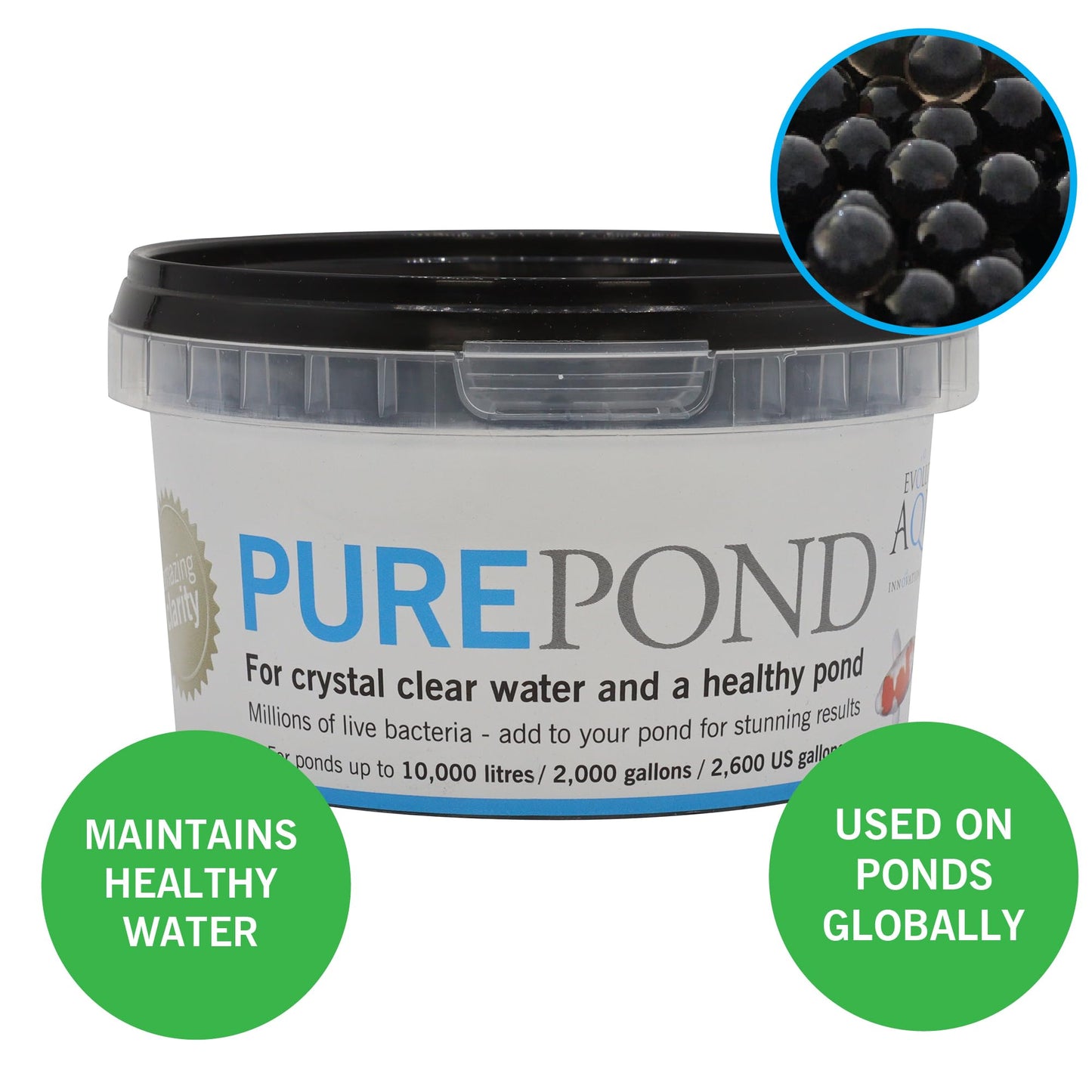 Evolution Aqua Pure Pond – Beneficial Bacteria for Ponds | Pond Bacteria Treatment & Healthy Water Maintenance for clear pond | Aids biological filtration and Fish Safe Pond Equaliser | 500ml