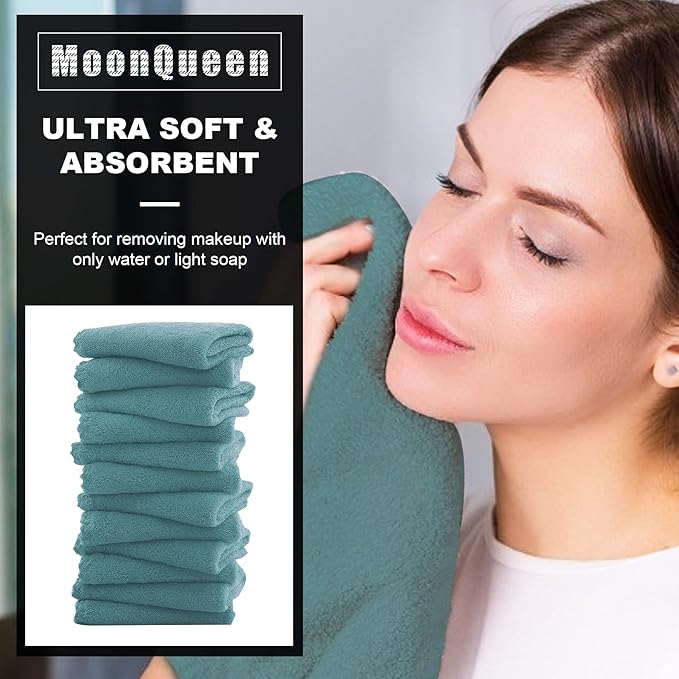 MOONQUEEN Microfiber Facial Cloths Fast Drying Washcloth 12 Pack
