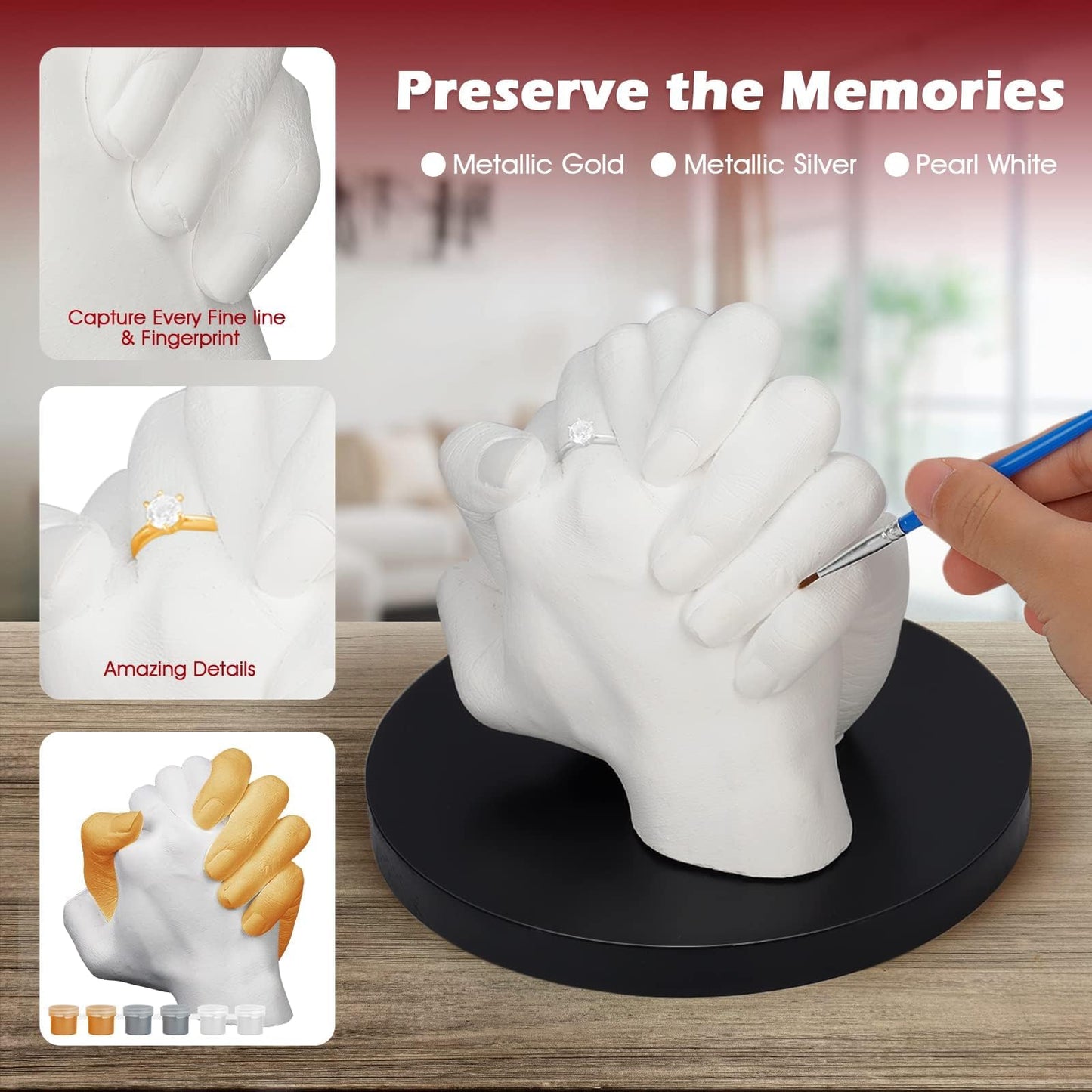 LTDSOAR Hand Casting Kit, Couples with Practice Kit, Hand Mold Kit for Adults & Kids, Romantic Anniversary Wedding Birthday for Her or Him,Boyfriend Girlfriend Unique Christmas Stocking Stuffers Gift