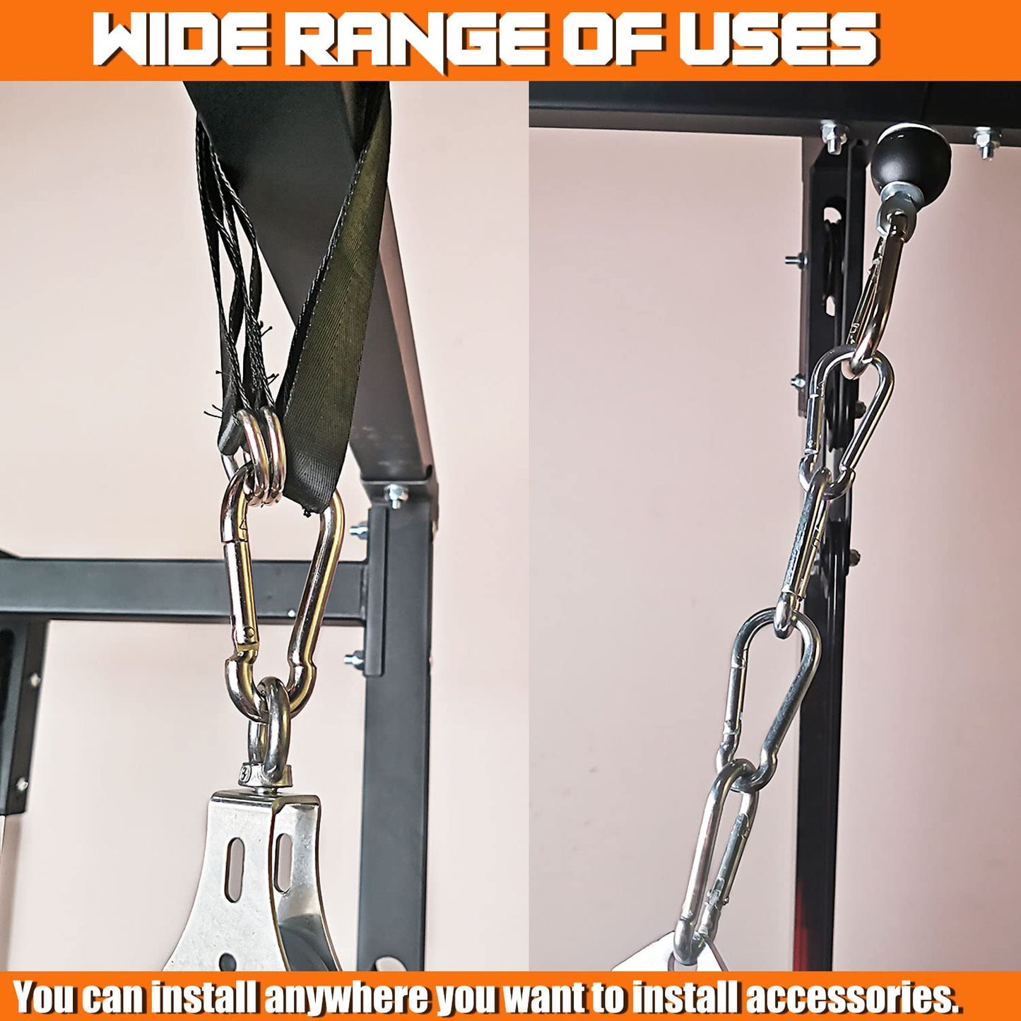 Cable Machine Accessories for Home Gym, 3.8 Inch Heavy Duty Steel Carabiner Clip, LAT Pull Down Attachments, Cable Attachments, Snap Hook