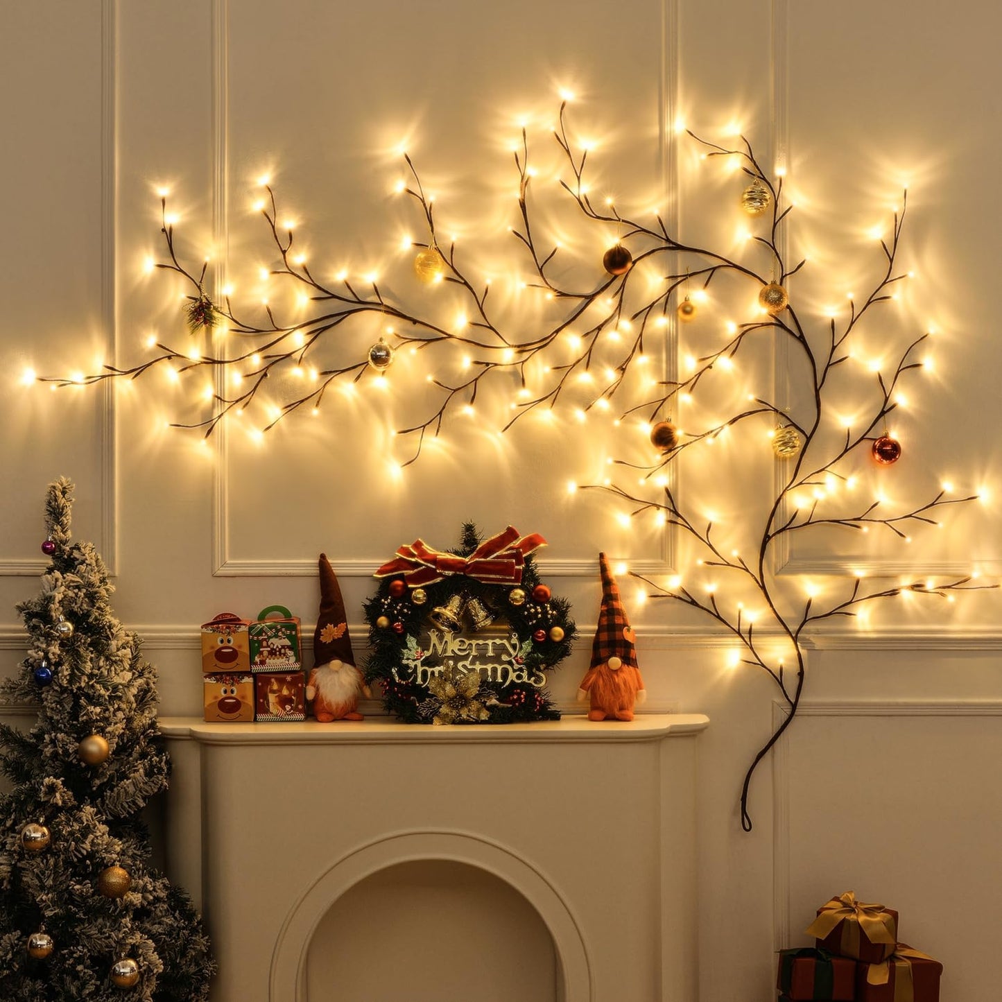 Enchanted Willow Vine Lights with Remote 8 Modes, Christmas Decorations Indoor Room Decor, 9.5 ft 160LEDs Lighted Willow Vine Lights for Walls Bedroom Home Decor, 1 Pack