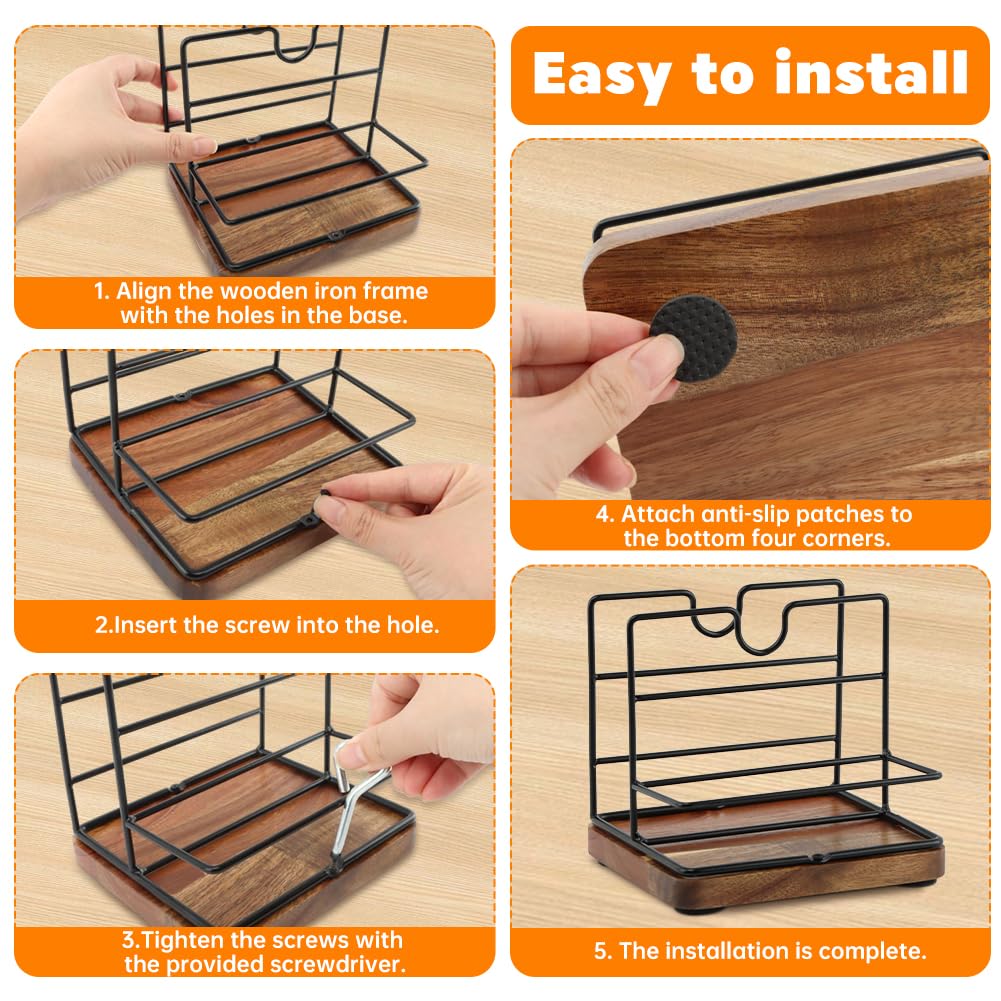 Rustic Napkin Holder for Salt and Pepper Shakers,Napkin Salt and Pepper Holder for Table,Metal Napkin Holder