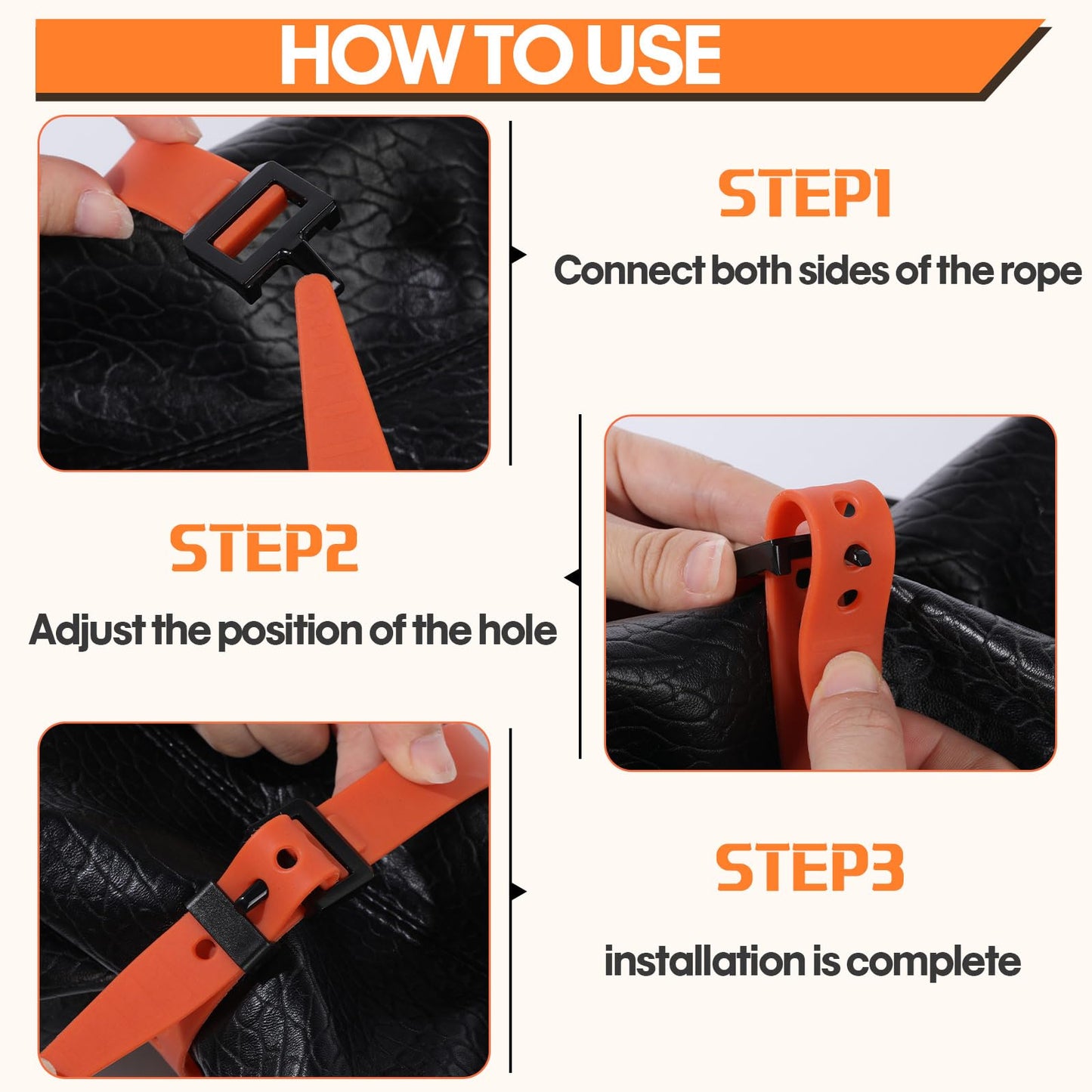 Blulu 8 Pack Reusable Industrial Straps 20" Length Reliable Tension Straps for Securing Bike Motor Gear -70 Lb. Working Load, Elastic Cable Ties for Welders Skis, Garden Hoses (Orange)