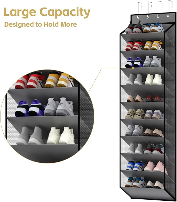 KEEPJOY 10 Tiers Mesh Over Door Shoe Organizer Storage, Hanging Shoe Holder