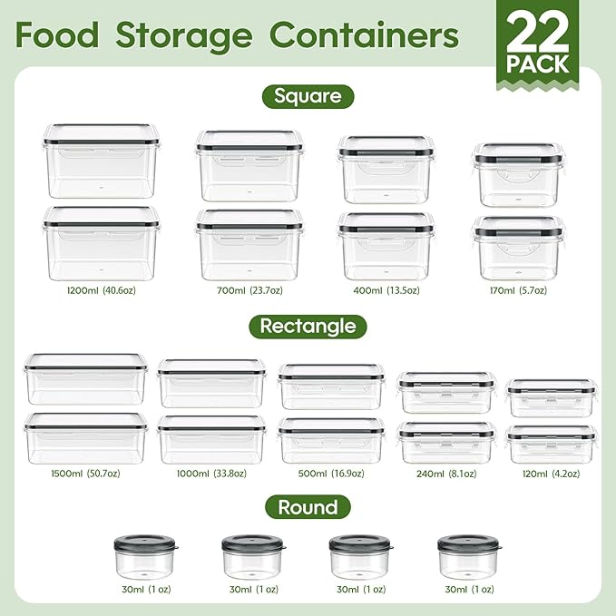 44-Piece Food Storage Containers