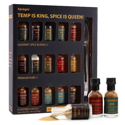 Grilling Seasoning Gift Set-15 Pack Unique Spices and Seasonings Sets for Men, All-Purpose BBQ Spices and Rubs Set, Birthday Gifts for Him, Husbands, Dad, Son, Mother, Father, Cooking Chefs