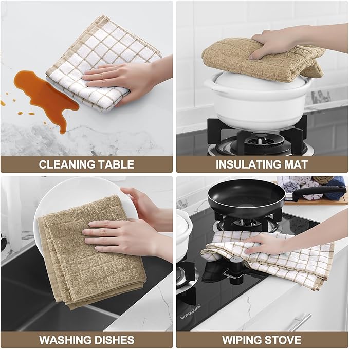 Homaxy Premium Cotton Kitchen Towels 16"x 28", Large Natural Ring Spun 390 GSM