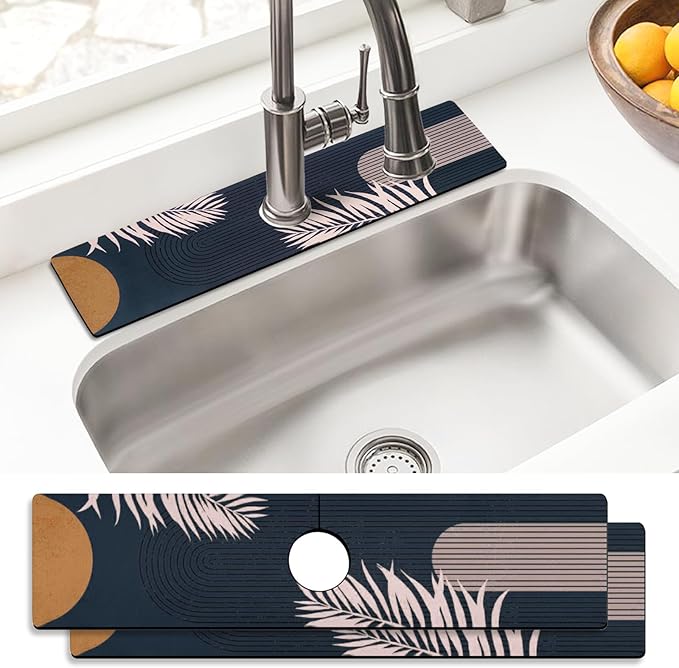 Sink Faucet Absorbing Mat, 2 Pack Drying Mat Around Faucet Sink Splash Guard