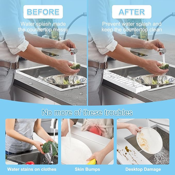 Silicone Sink Edge Protectors 4" x 24", Upgrade Kitchen Sink Splash Guards