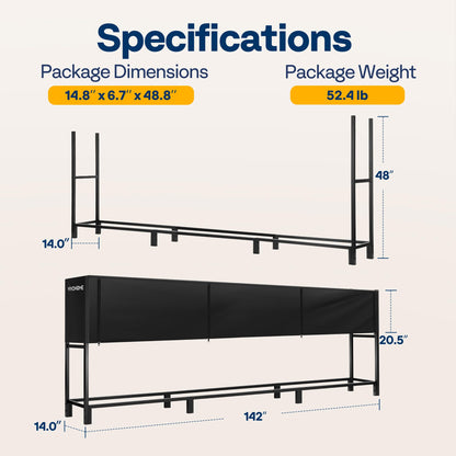 VIVOHOME Upgraded Heavy Duty 12 ft 3/4 Cord Firewood Rack Outdoor with Cover Combo Set, Thick Steel Log Holder Up to 4400 lb, Fire Wood Pile Storage Stand Organizer Black