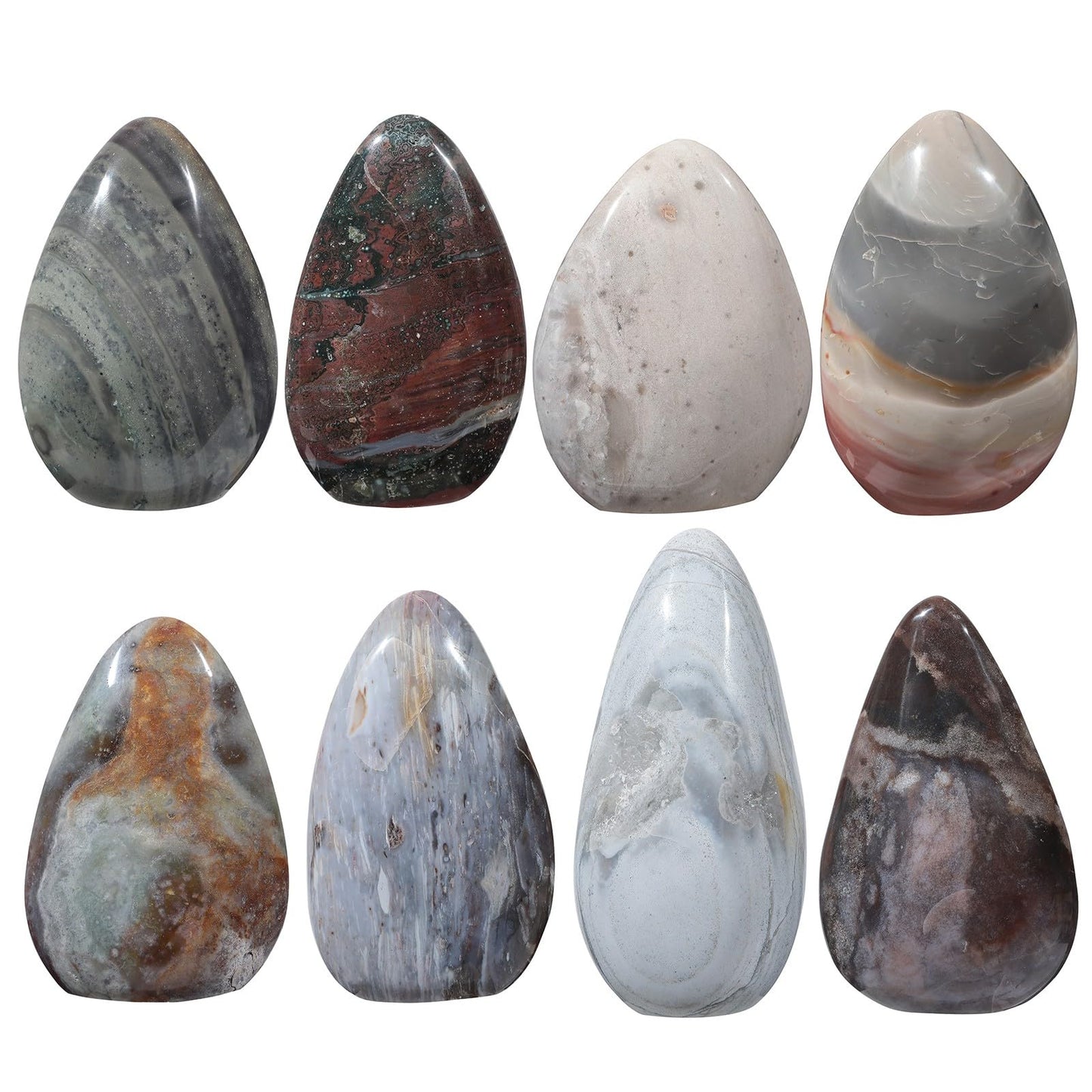 Sportmusies Natural Ocean Jasper Stone Self-Standing Centerpiece Desk Table Home Decoration, Irregular-Shaped Crystal Mineral Specimen Collection Meditation Reiki, 4.72-6.69 inches