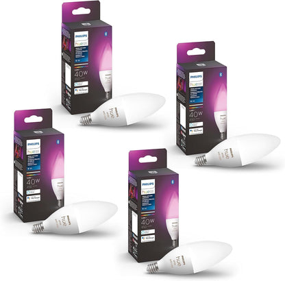 Philips Hue Smart 40W B39 Candle-Shaped LED Bulb - White and Color Ambiance Color-Changing Light - 1 Pack - 450LM - E12 - Control with Hue App - Works with Alexa, Google Assistant and Apple Homekit