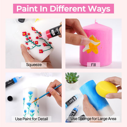 Nicpro Candle Wax Pen, 24 Colors 3D Candle Paint Include Glitter Silver Gold, Safe DIY Candle Making & Painting Kit, Dry Fast Vibrant Colors Wax Paint for Birthday Holidays Wedding Party (1 oz, 30 ml)