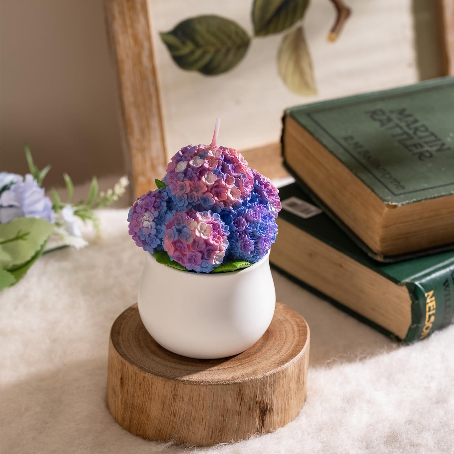 Hydrangea Potting Scented Vegetable Wax Candle Home Decora for Mother's Day