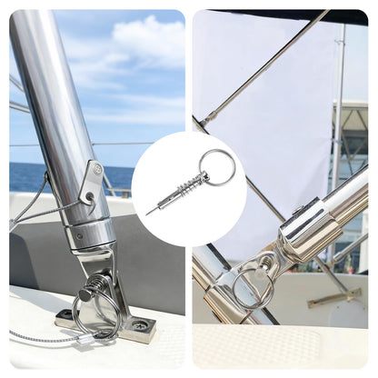 Pyntrax 4-Pack Quick Release Pins (1/4” Diameter) with Drop Cam & Spring - 0.86” Usable Length, Full 316 Stainless Steel Marine Hardware for Bimini Top, Boat & Pontoon