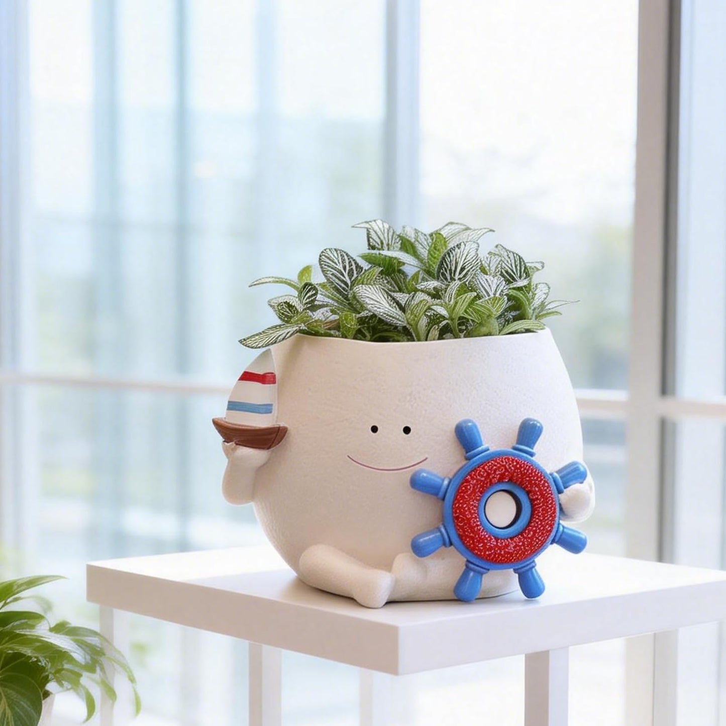 NINIPAPA Face Planter Pot Cute Smiley Head Plant Pot for String of Pearls Plants Funny Flower Pots with Drainage Hole for Indoor Live Succulent Plants, IdeaI Gifts for Mother's Day Birthday