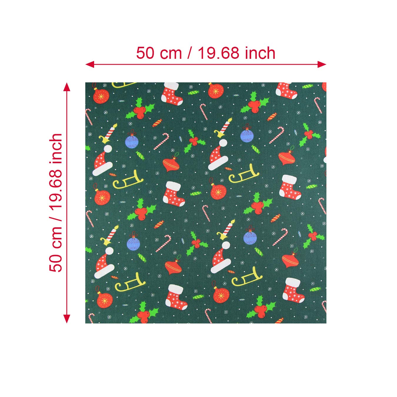 aufodara 10Pcs Christmas Fabric Cotton Squares 19.7x19.7inch Quilting Fabric Bundles Christmas Printed Fabrics for DIY Sewing Crafts Project Patchwork (19.7x19.7inch - 10pcs, Christmas Patterns)