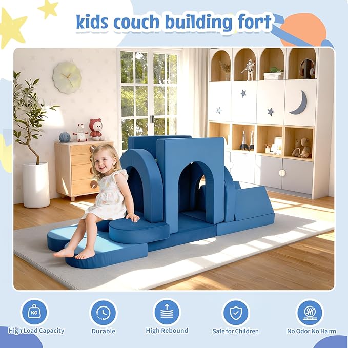 Kids Modular Play Sofa Convertible Foam Play Mat, Transformable Into a Game