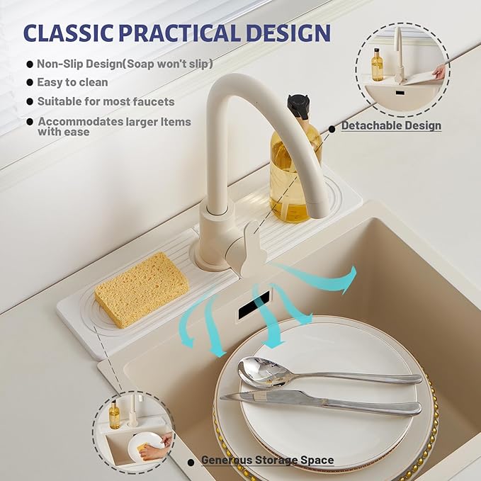 Stone Faucet Mat for Kitchen Sink，Super Absorbent Diatomite Fast Drying Stone