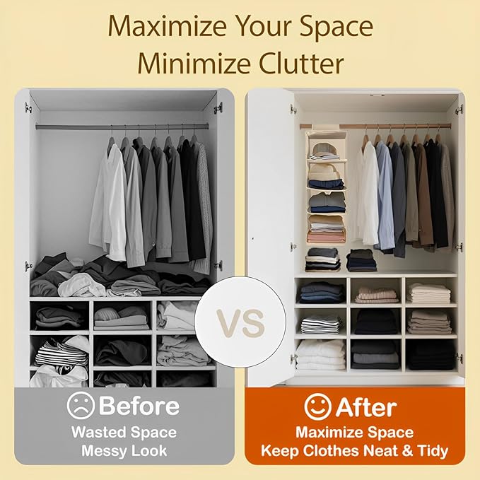 Hanging Closet Organizer 4 Tier Hanging Storage