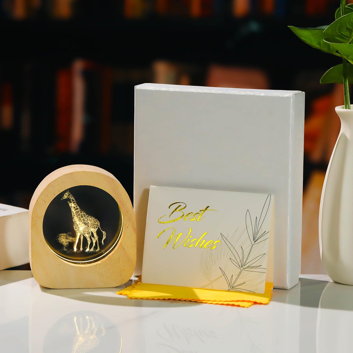 Ornalrist Giraffes Gifts for Women Wood Night Light for Home Decor - 3D Engraved Giraffes Lamp Collectible Figurines Gifts for Mom Friends Giraffe Lovers