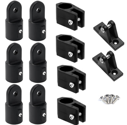 MX Boat Bimini Top Fitting Hardware Set - Nylon Kit for 7/8 Inch Tubing: Eye End Cap, Jaw Slide, Deck Hinge 12PCS