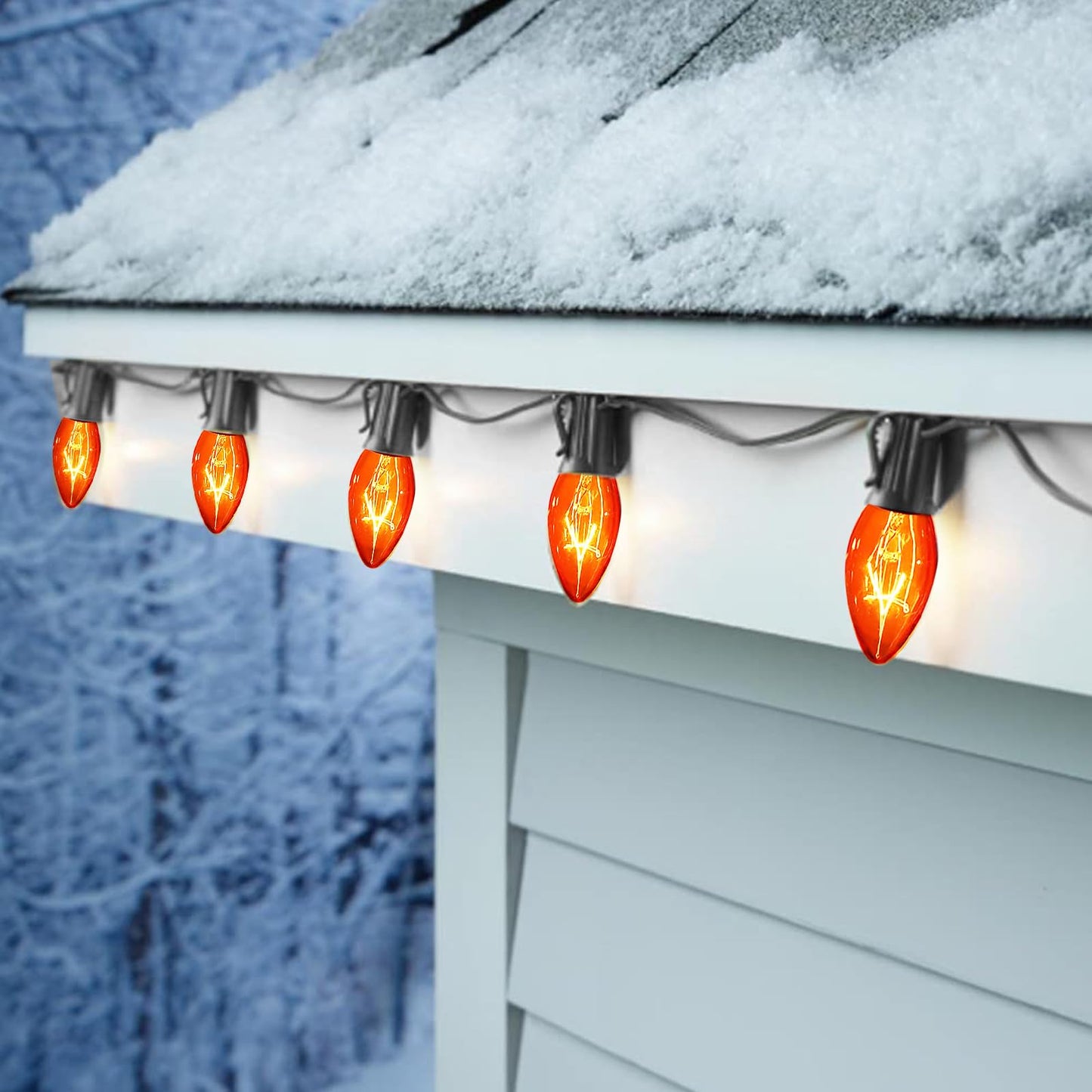 CHYSUPER 25 Pack C7 Replacement Bulbs, 120V 5W Orange Dimmable, E12 Base