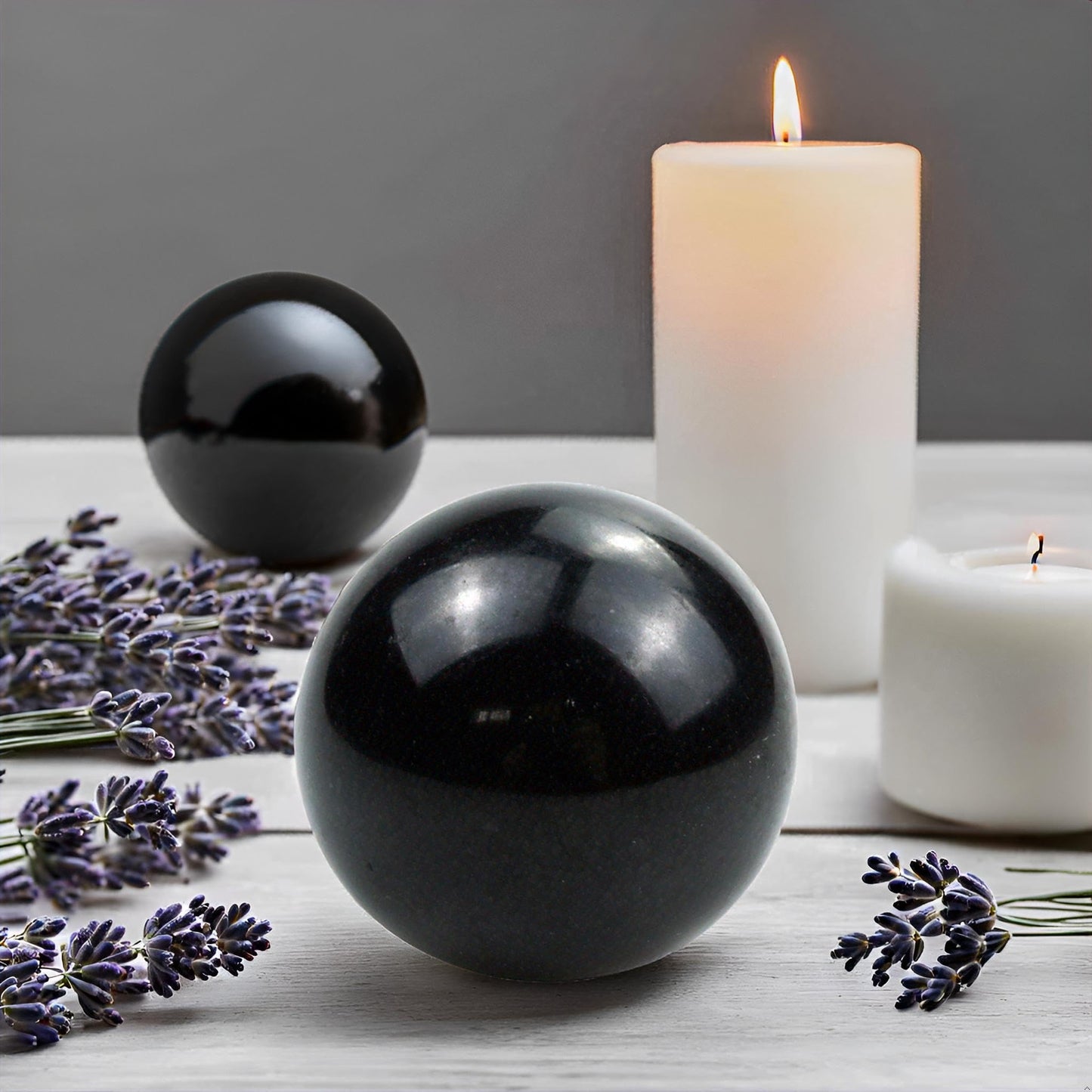 SISAMN Black Tourmaline Crystal Spheres Ball 50-60mm - Healing Crystals Decor for Meditation, Chakra Alignment, Yoga,Gifts Collection - 1.97-2.36 inches