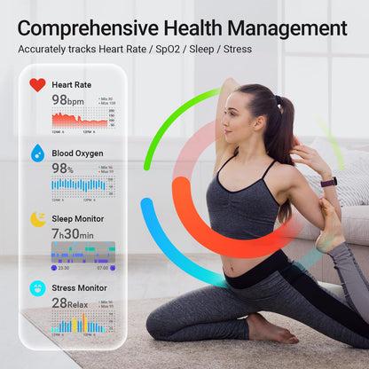 Smart Watches for Women Men, 1.99”Large AMOLED Screen Fitness Tracker Watch with AI Voice, Bluetooth Call, Heart Rate/SpO2/Sleep Monitor, 3ATM Waterproof, 12 Days Battery, 105 Sport Modes