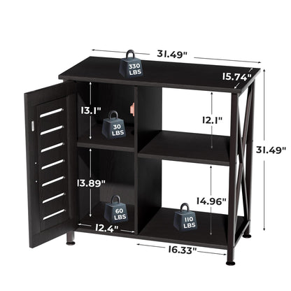 Herture 20-29 Gallon Fish Tank Stand, Aquarium Stand with Cabinet Accessories Storage, Heavy Duty Metal Frame, 31.49" L*15.74" W Tabletop, 330LBS Capacity, Black PG07YGB