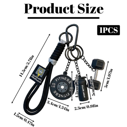 Enyyfit 1PCS PVC Material Dumbbell Keychain & Fitness Keychain with Barbell Plate, Barbell Keychains Gym Bag Charms for Fitness Lovers