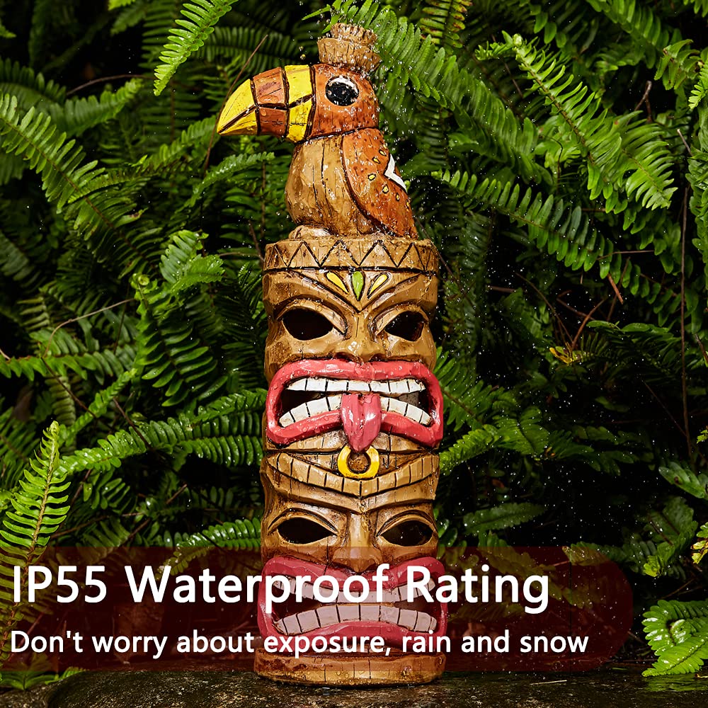 Yiosax Outdoor Tiki Statue Decoration-Solar Garden Figurine - Woodpecker Waterproof Unique Housewarming Gifts for Women Patio,Balcony,Yard,Lawn Decor 15 Inch Tall
