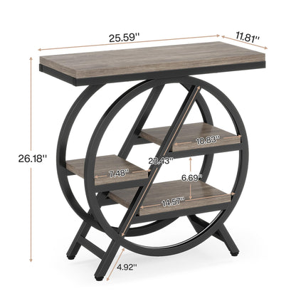 LITTLE TREE End Table, Narrow Side Table with 4-Tier Large Storage Space, Modern Bedside Table for Living Room, Home Office, Bedroom, Set of 2, Grey