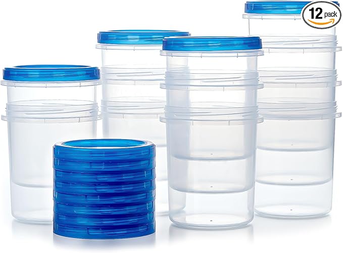 Food Storage Containers with Twist Top Lids, Ultra Thick Airtight Plastic