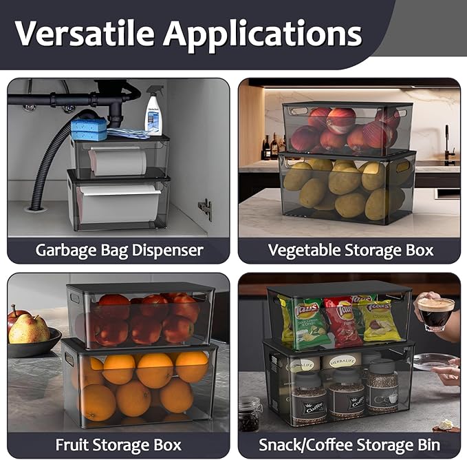 2 Pack Trash Bag Holder Under Sink Stackable, Plastic Garbage Bag Dispenser