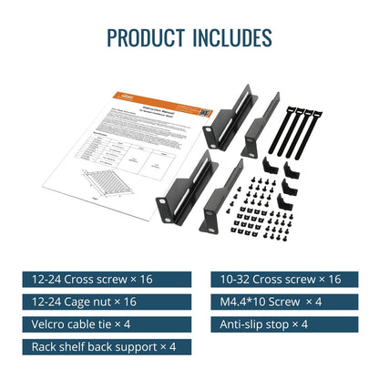 Tecmojo 1U Rack Shelf,19 inch Rack Shelf 14 inch Depth,Rack Mount Shelf with Anti-Slip Stops,Server Rack Shelf and Network Shelf for 19in Equipments, 110lbs Capacity of Vented 1U Shelf,No Lip(2 Pack)