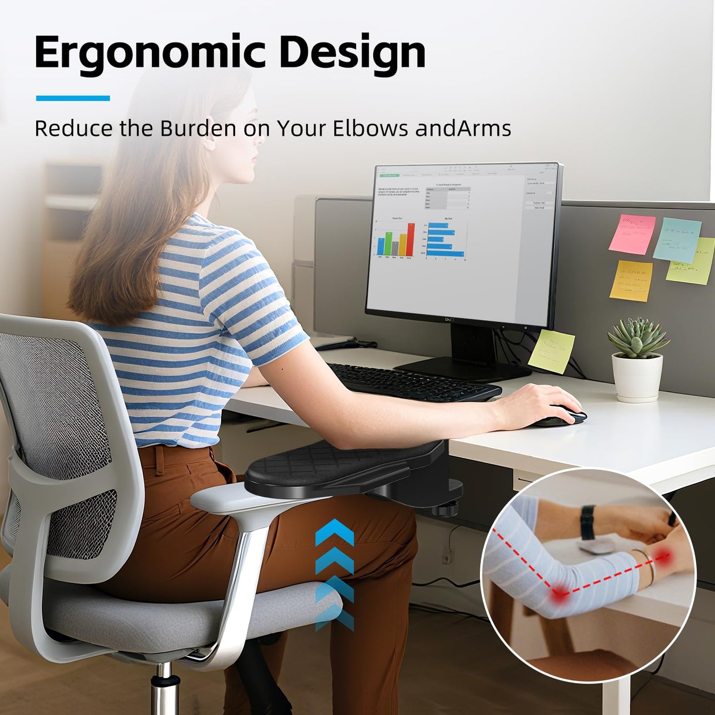Ergonomics Desk Extender Tray, Table Mount Arm Wrist Rest Shelf, 90° Foldable Elbow Arm Support,Foldable, 180° Swivel, Computer Desk Extender Tray for Home and Office (Folding and Rotating)