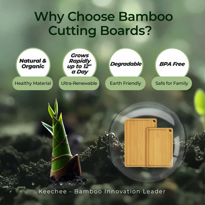 Bamboo Cutting Board, Durable Wood Cutting Boards for Kitchen with Deep Juice Grooves & Built-in Handles, Ideal Charcuterie & Chopping for Meat, Vegetables and Fruits Ideal Kitchen Gifts