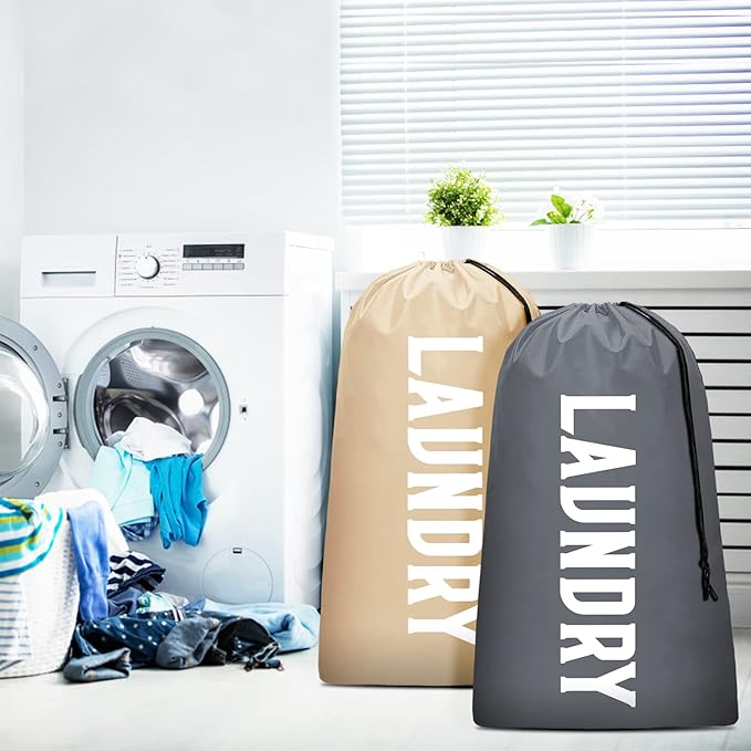 2 Pack XL Travel Laundry Bag, Machine Washable Dirty Clothes Organizer