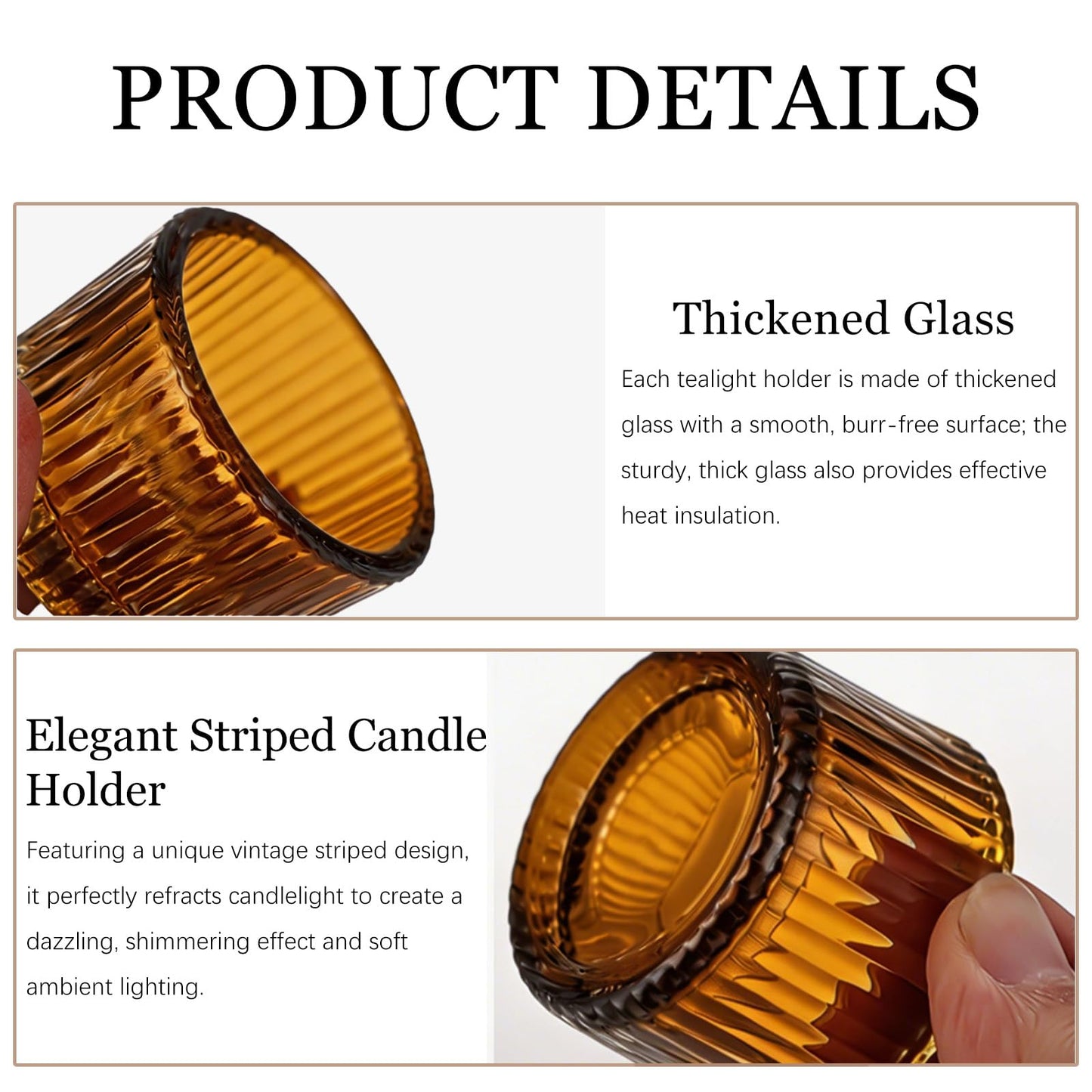 Amber Glass Votive Candle Holders 12 Pack, Small Glass Cups for Tea Lights, Wedding Centerpieces, Table Decorations, Home Decor, Party Favors, Bulk Set of 12