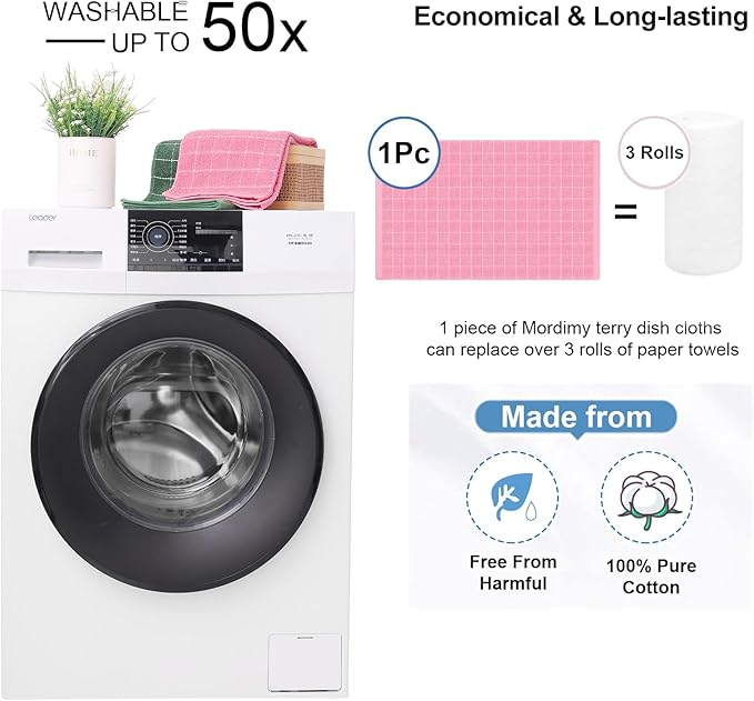 Mordimy 100% Cotton Terry Cloth Kitchen Towels, Super Soft and Absorbent Dish
