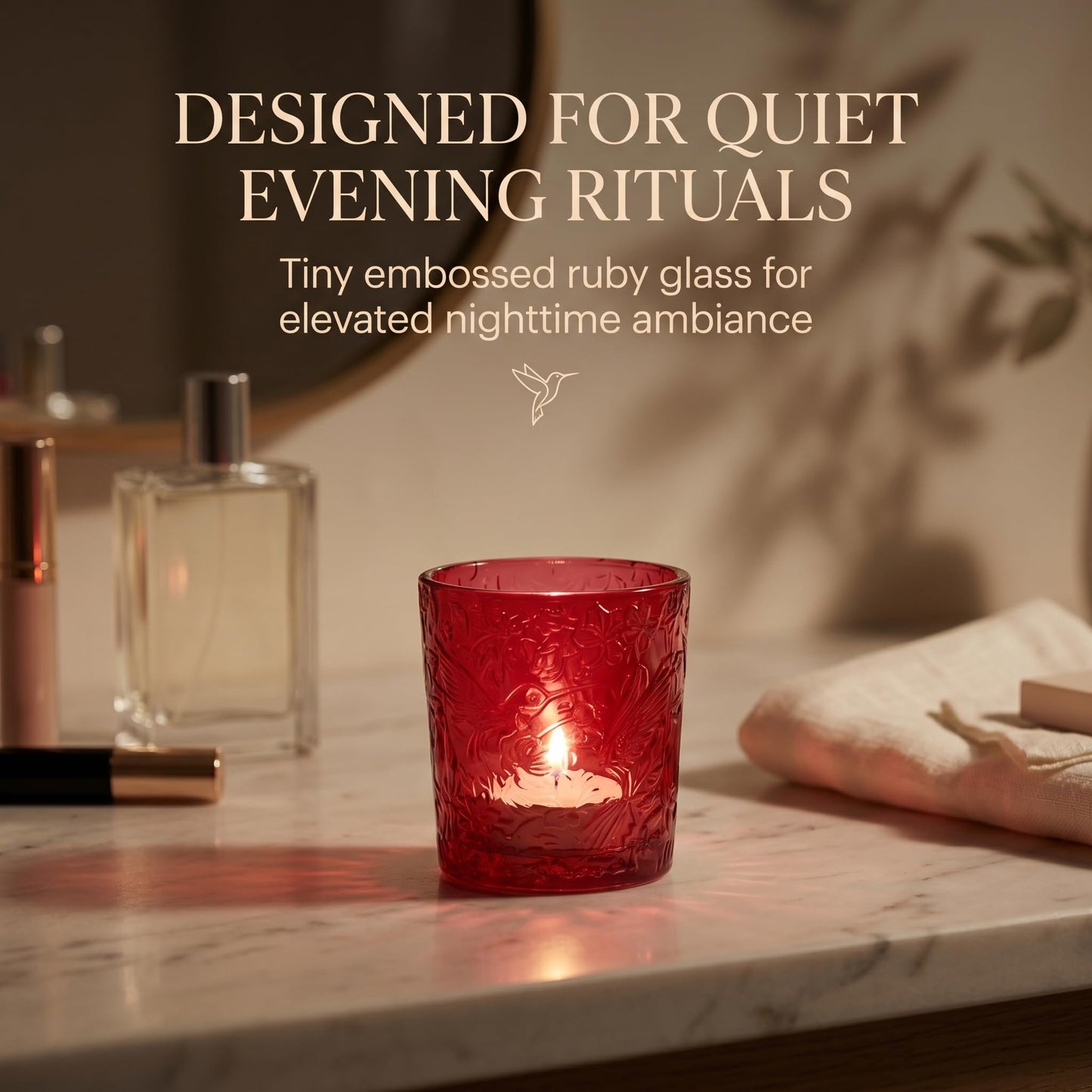 Ruby Red Hummingbird Tealight Holders, 6 Pack