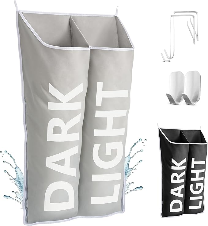Hanging Laundry Hamper Bag XL 40x22", Space Saving over the Door Storage Bags