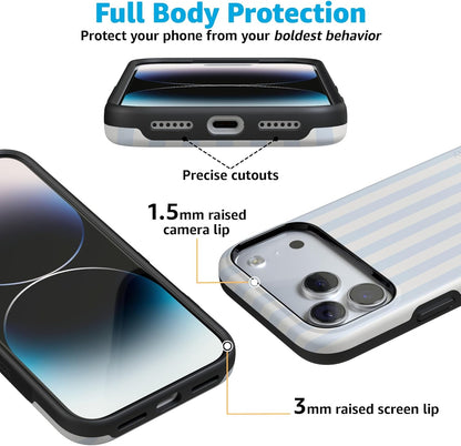 Casely iPhone 17 Pro Case | Blue Stripes | Sunday Best | Compatible with MagSafe | Bold Protective Design