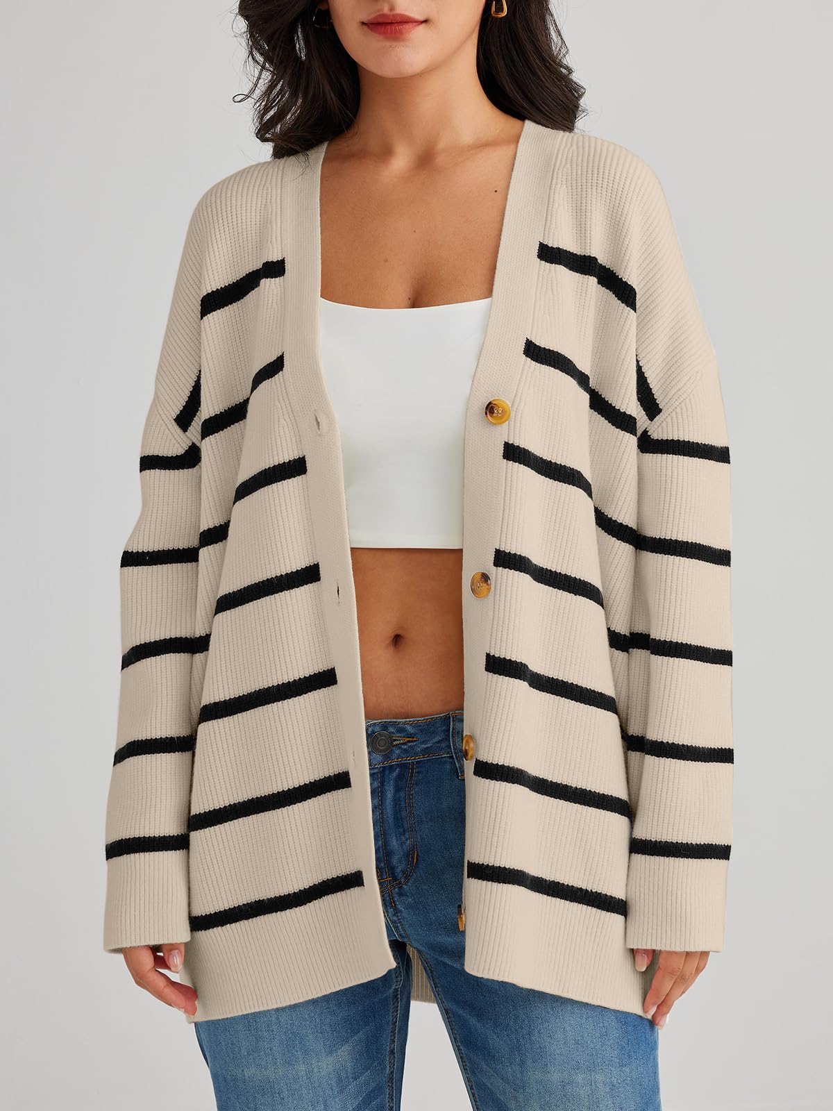 LILLUSORY Women Oversized Cardigan Sweater 2025 Fall Outfits Cloth Fashion V Neck Knit Button Front Casual Trendy Tops