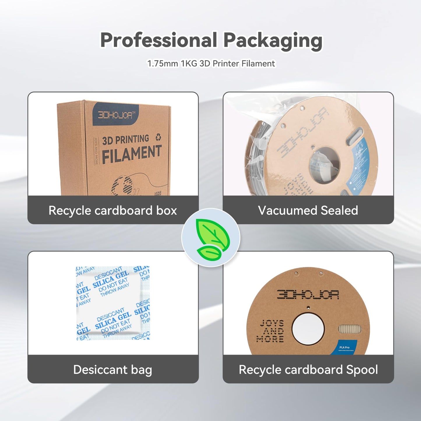 3DHoJor PLA Pro Filament 1.75mm,3D Printer Filament,1kg Cardboard Spool (2.2lbs), Fit Most FDM 3D Printer, Bone White