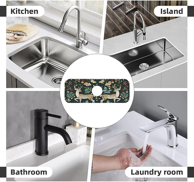 Christmas Kitchen sink faucet pad, strong water absorption, anti slip, very