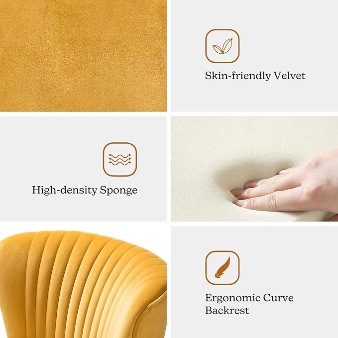 HULALA HOME Velvet Accent Chair, Modern Upholstered Cute Side Chair