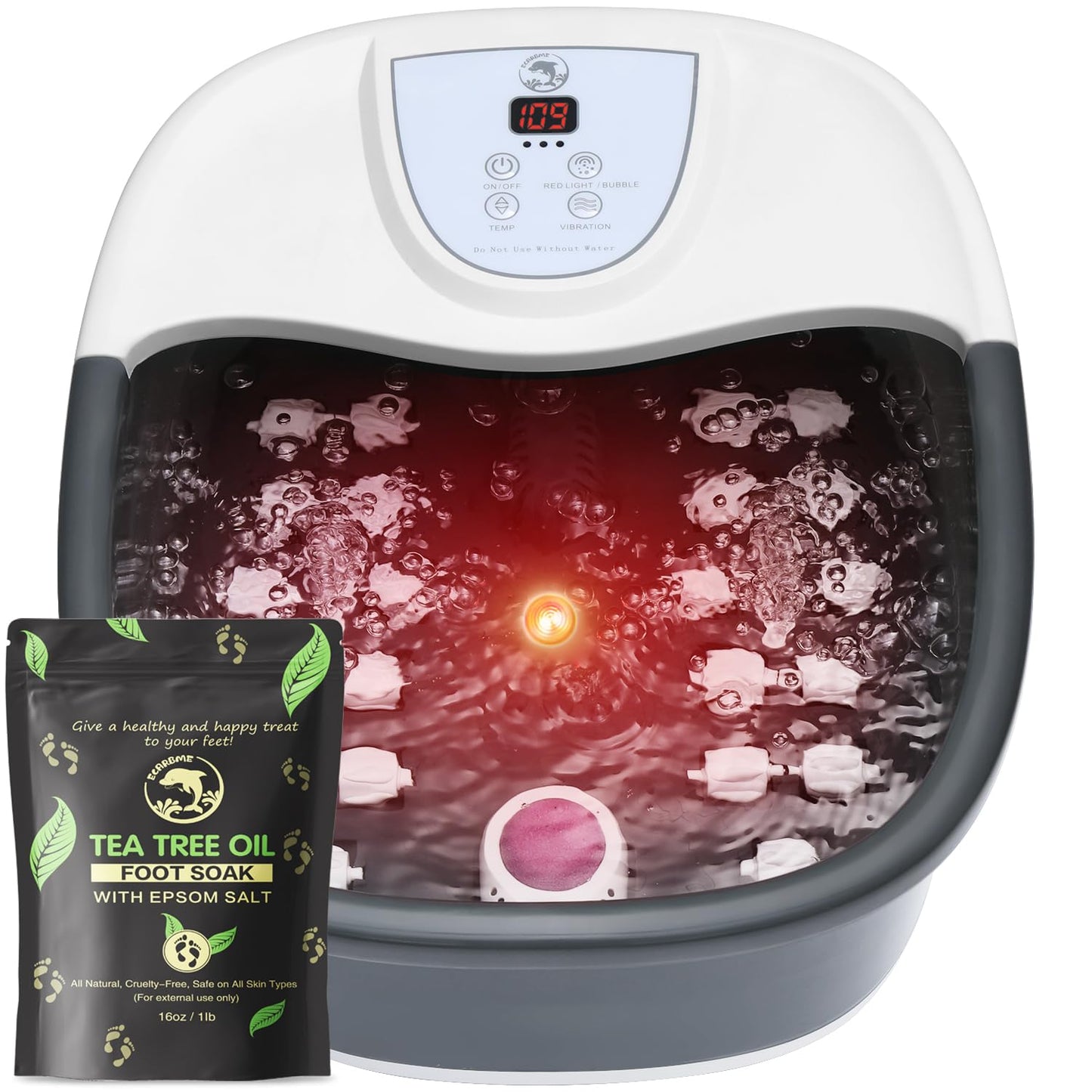 Foot Spa Bath Massager with Heat [2025 Upgraded], Vibration, Temperature Control, Jets, Bubbles and Epsom Salt, Foot Bath Soak Tub with 22 Massage Rollers, Feet Soaking Tub for Relaxation, Purple