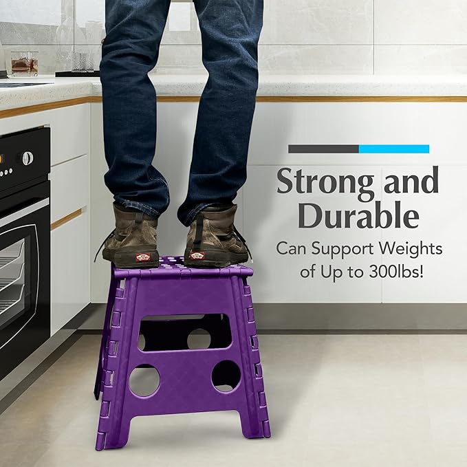 Handy Laundry Folding Step Stool 13 Inch – Sturdy Plastic Foldable Step Stool